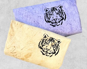 Tiger Face Embroidered T-Shirt, Purple Tigers Shirt, Embroidered Tiger Shirt, Colorblast Tiger Mascot Shirt