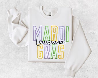 Mardi Gras Louisiana Sweatshirt, Purple Green and Gold Parade Shirt, Mardi Gras Crewneck