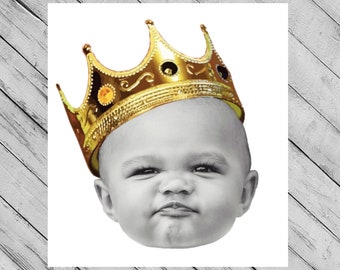 Big ONE First Birthday Image, Biggie Smalls 1st Birthday Photo with Crown, Notorious ONE, Custom Photo for Party Supplies and Decorations