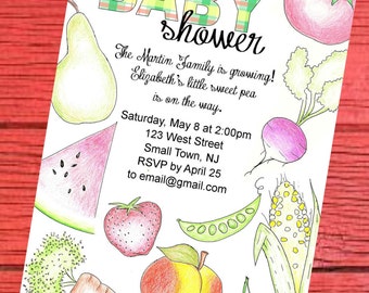 Farmers Market Baby Shower Invitation - Printable Digital File