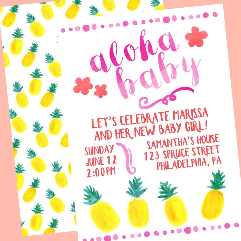 Pineapple Baby Shower Invitation Tropical Baby Shower Etsy