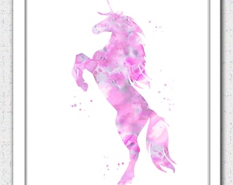 Unicornio arte imprimible, unicornio Descarga digital, impresión de unicornio, descarga instantánea de unicornio rosa, arte de vivero de unicornio, impresión de unicornio gris rosa