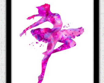 Bailarina rosa Digital Descarga, silueta de bailarina, arte de bailarina, impresión de arte de bailarina, silueta de bailarina, decoración de bailarina