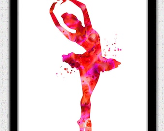 Bailarina roja Descarga digital, silueta de bailarina, arte de bailarina, impresión de arte de la ballería, silueta de bailarina, decoración de bailarina