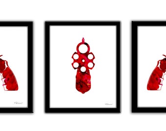 Descarga instantánea de pistola roja, revólver rojo conjunto Digital Descargar, revólver pintura prit, cartel de pistola roja, silueta revólver, arte vaquero occidental