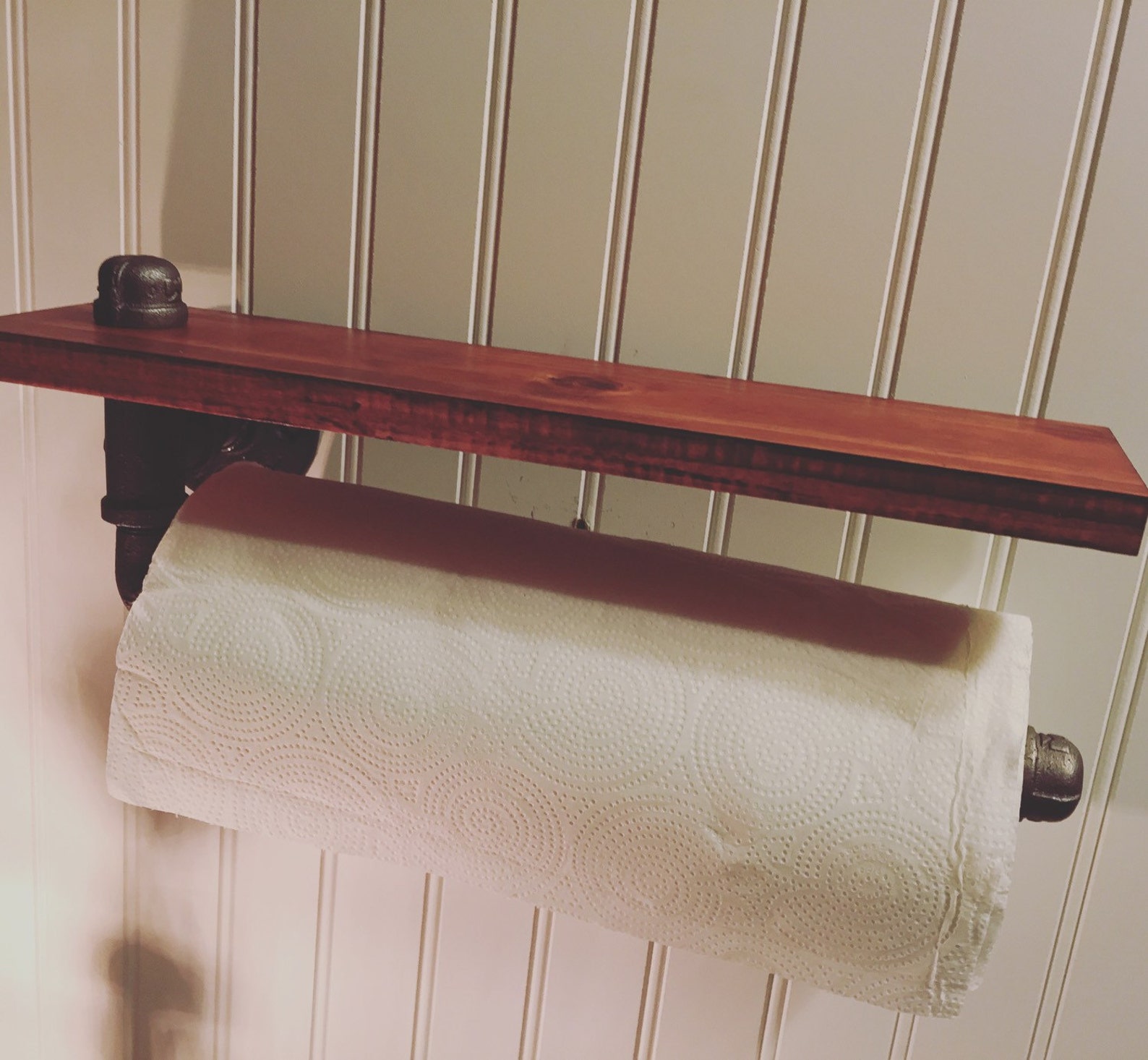 Industrial Steampunk Paper Towel Holder and Shelf Pipe Rustic Etsy