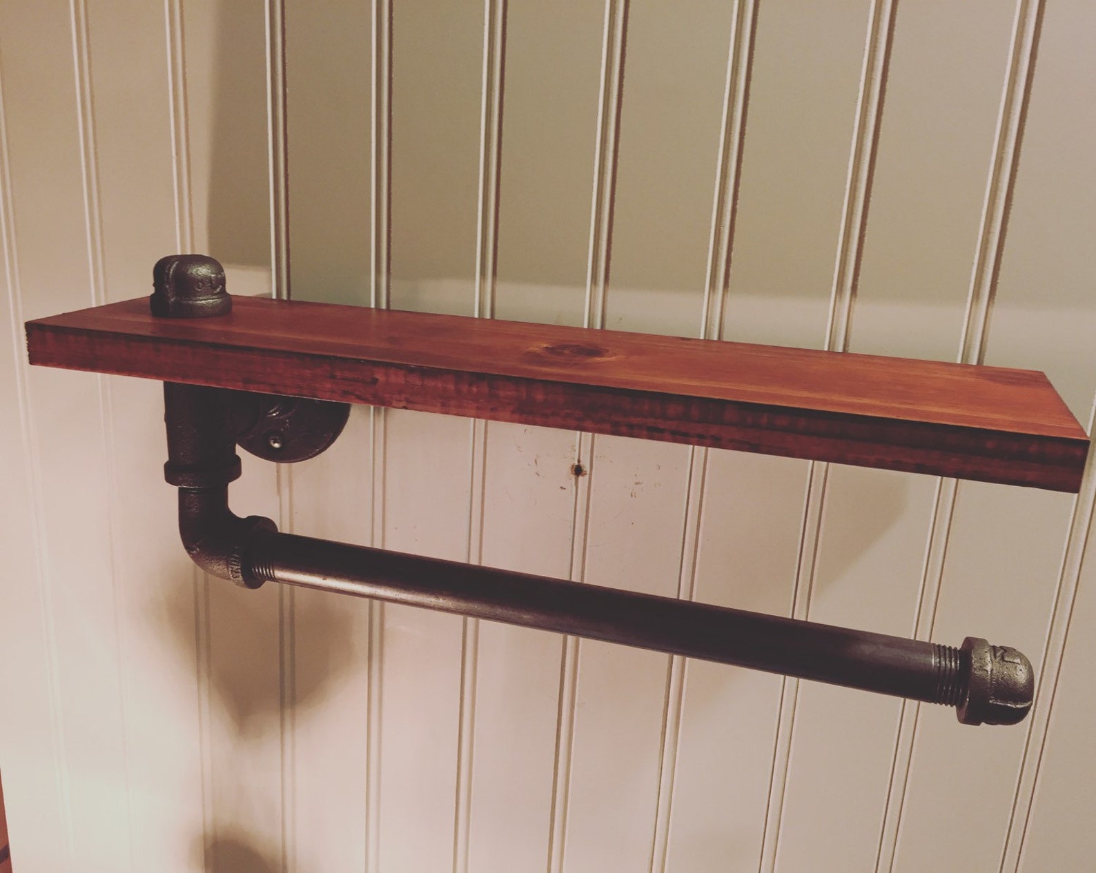 Industrial Steampunk Paper Towel Holder and Shelf Pipe Rustic Etsy