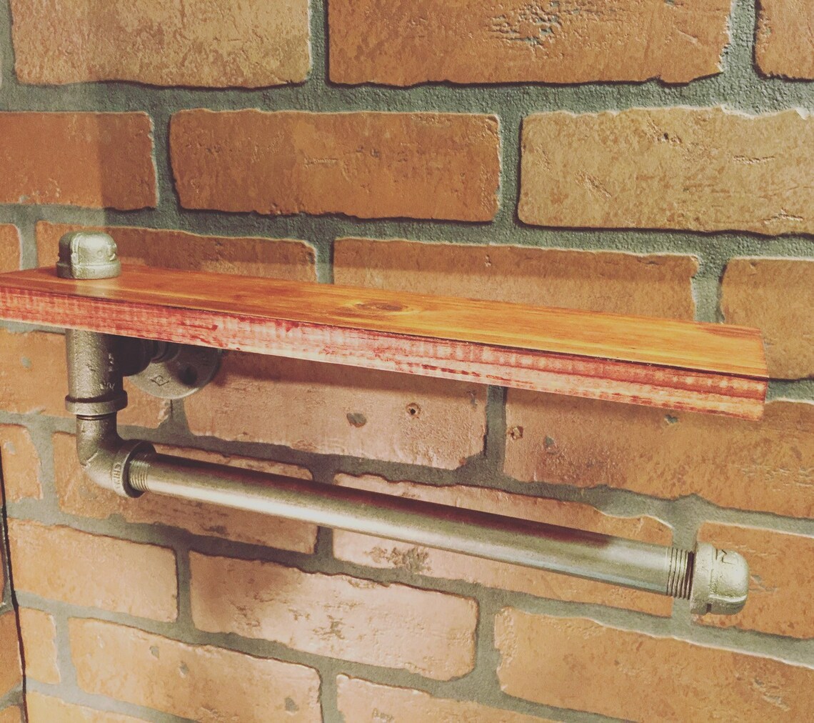 Industrial Steampunk Paper Towel Holder and Shelf Pipe Rustic Etsy