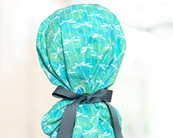 Dragonfly Ponytail Scrub Cap, Surgical Cap for Women, Surgery Cap with Ponytail