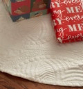 White Quilted Christmas Embroidery Blank, 100% Cotton Tree Skirt Heirloom Keepsake Gift