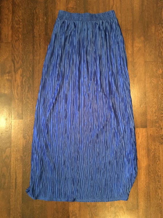 royal blue pleated maxi skirt