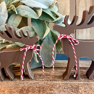 Christmas Tiered Tray Decor, Wood Deer, Tiered Tray Reindeer/Moose, Christmas Table Decor, Farmhouse Christmas Decor, Hot Cocoa Bar Decor