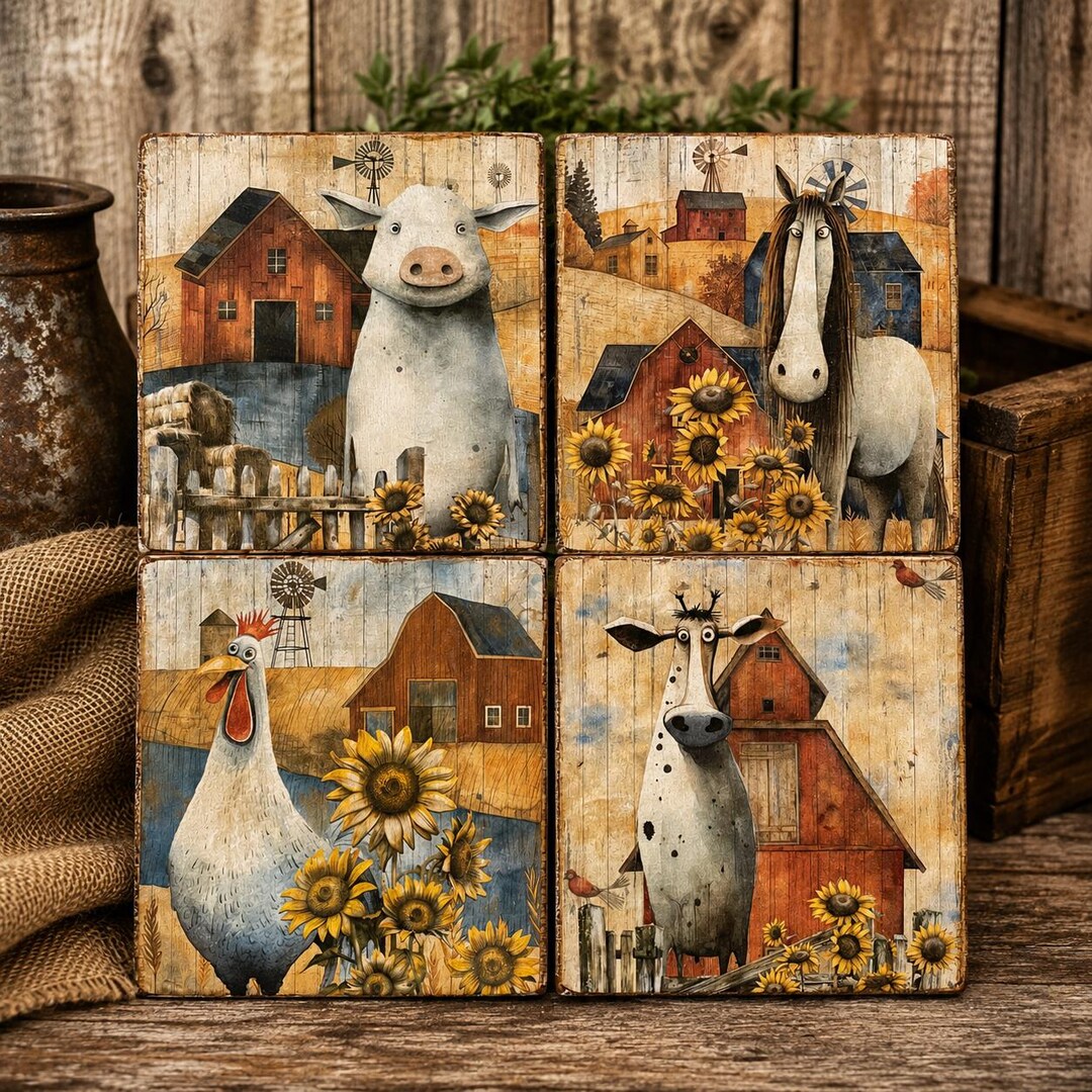 Rustic Animal Sign Rustic Farm Animal Sign, Whimsical Tiered Tray Sign, Everyday Shelf ...