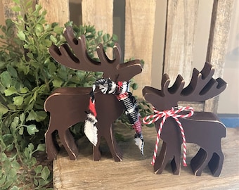 Christmas Tiered Tray Decor, Wood Deer, Tiered Tray Reindeer/Moose, Christmas Table Decor, Farmhouse Christmas Decor, Hot Cocoa Bar Decor