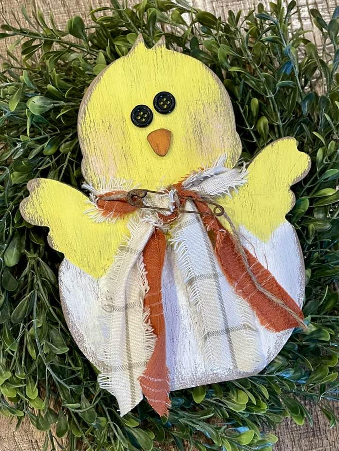 Rustic Chick Easter Chick Decor, Wood Chick, Farmhouse Tray Decor, Primitive Chick ...