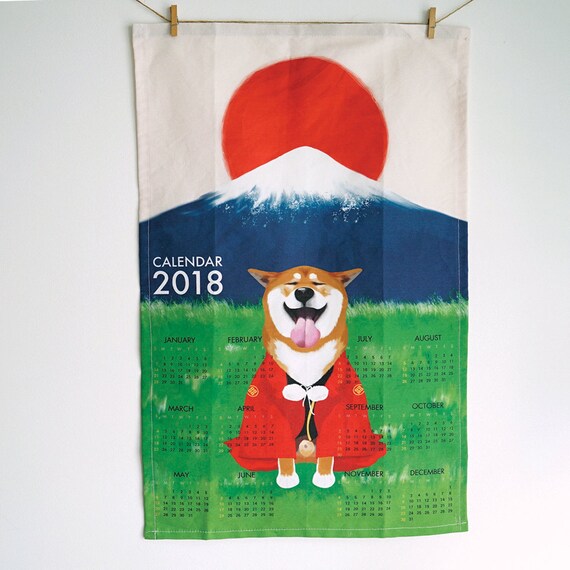 Shiba Calendar 2018 Shiba Tea Towel Mount Fuji