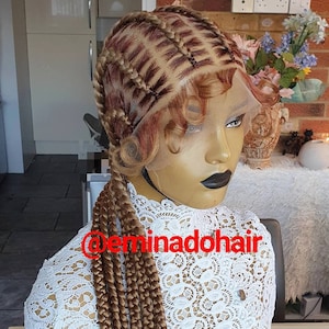 Gevlochten pruikeenheid, Cornrow Braidwig, Braidswig Fulani-vlechten, steekvlechten. Pop smoke, zwarte damespruik, full-lace pruik, vlechten van vlechtwerk