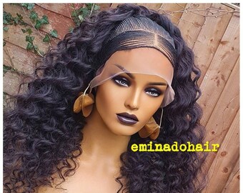 Knotless braid wig for black women human hair wig full lace front wig cornrow wigs dreadlock faux loc wig twist box braid fulani ket