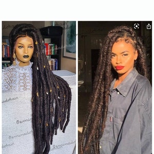 Braidswig, butterfly locs Natural Chunky locs dreads. Braided Wig, faux locs. Full lace. Distressed faux lors, handmade wig,jumbo locs