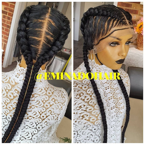 Stitch cornrow braided wig, Protective style for black women, glueless full lace front unit