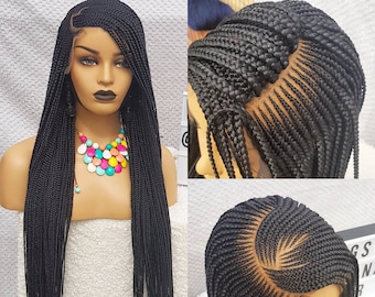Knotless braided wig for black women gift women wig full lace front wig cornrow wigs dreadlock faux loc wig twist box braid ket feedin braid