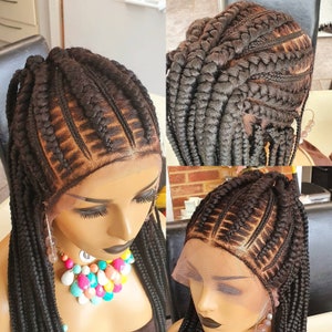Braided wig, Braidswig,Stitch Cornrow, Undo Cornrow,Feedin Braids,wig for black women, free shipping. Updo cornrow wig, Handmade braided wig