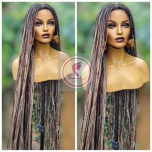 Knotless Braided Wig million braids Senegalese twists wig for black women micro twists micro braids Ombre braids brown wig Glueless wig