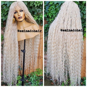 613 Platinum Blonde Knotless braid wig for black women human hair wig full lace front wig cornrow wigs dreadlock faux loc wig goddess braids