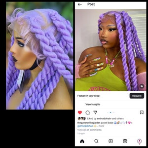 Ready to Ship Knotless braid wig for black women gift for women full lace front unit cornrow  dreadlock faux loc jumbo Rope twist box braid