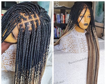 Glueless Braided Wig, Braids wig box braids wig. 30 inches, knotless braids, wig for black women, handmade, free shipping