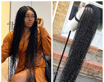 Braided Wig knotless box braids full frontal closure unit made for black women single plaits Full lace wig ombre 30 Braids wig Glueless wigs