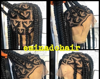Braided Wig, Heart Box Braids, Knotless Box Braids, Wig for Black Women,  Braidswig, Full Lace Wig, Handmade Wig, Wig Customization 