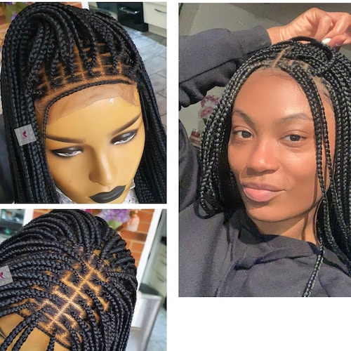 Knotless Box Braided Wig for Black Women Human Hair Wig - Etsy UK