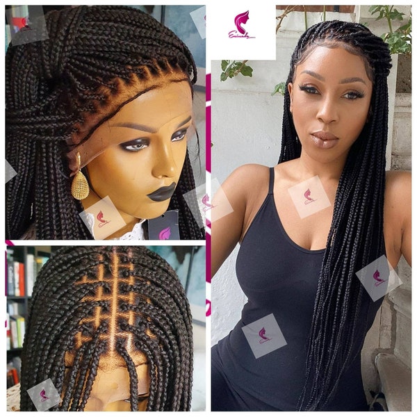 Knotless braided wig for black women gift for women full lace front unit cornrow box braids wigs dreadlock faux loc protective styling hair