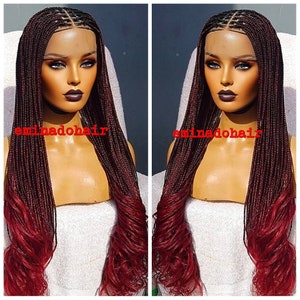 Knotless braid wig for black women gift for women  full lace front wig cornrow wigs dreadlock faux loc wig twist box braid wig french curls