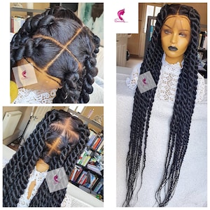 Braided wig,braidswig chunky box braids rope twists wigs for Black women full lace wig, long lenght braids free shipping handbraided wig