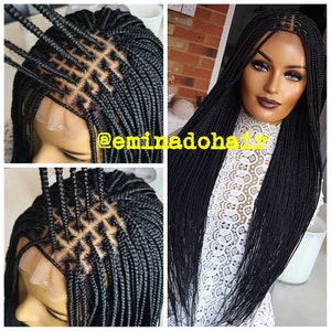 READY TO SHIP Braided wig with closure Box braid wig for black women knotless micro braids faux loc African hairstyle black wig