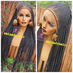 Ready to Ship Knotless braid wig for black women gift for women  full lace front wig cornrow wigs dreadlock faux loc wig twist box braid wig