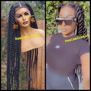 Ready to Ship Knotless braid wig for black women gift for women  full lace front wig cornrow wigs dreadlock faux loc wig twist box braid wig