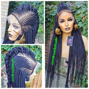 Ready to ship Knotless braid wig for black women gift for women  full lace front wig cornrow wigs dreadlock faux loc wig twist box braid wig