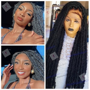 Distressed Locs, Braided Wig, butterfly locs, braidswig.Faux locs, boho locs,free shipping.Wig for Black women. Gift for women, natural locs