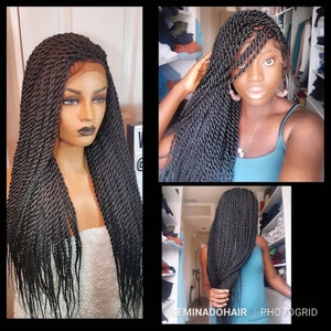 Braided Wig, Braidswig, Senegalese Rope Twist, knotless braids, wig for black women,Senegalese twists, wig for black women, handmade cornrow
