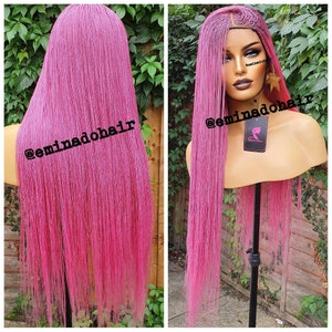 Knotless braid wig for black women gift for women  full lace front wig cornrow wigs dreadlock faux loc wig twist box braids ombre pink wig