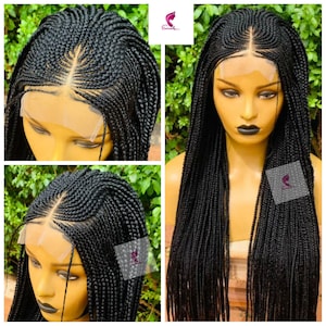 Braided Wig knotless box braids full frontal closure unit made for black women single plaits Full lace wig ombre 30 Braids wig Glueless wigs