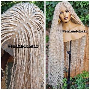 Ready to ship 613 Platinum Blonde Knotless braid wig for black women human hair wig full lace front wig cornrow wig goddess braids Cheap wig