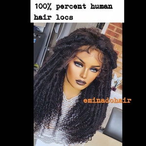 Human hair locs braided wig lisa bonnet Natural Looking locs, dread locs, full lace wig.Faux locs wig,dreads wig for black women