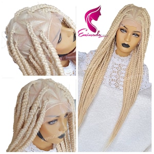 Braids wig, Braided Wig, box braids, triangle braids, platinum plod braids, handmade, wig for black women, free shipping