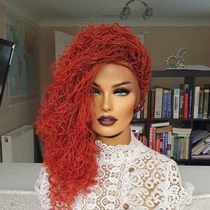 Braidswig,Micro twist, Braided Wig, braids. Fire red seneglease twist Wig for Black women, custom made wig, handmade wig,wig for black women