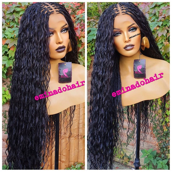 Small Knotless Feed-in Braids w/ Curly Human Hair Bundles, On Self