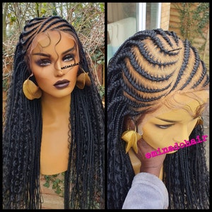 Knotless braid wig for black women gift for women  full lace front wig cornrow wigs dreadlock faux loc wig twist box braid wig